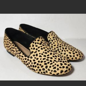 GAP LEOPARD Print Faux Mohair Fur Skimmer Shoes FLATS Women’s Size 8 EUC